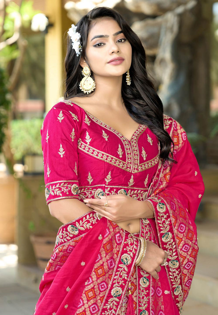 Pink Viscose A Line Lehenga Choli