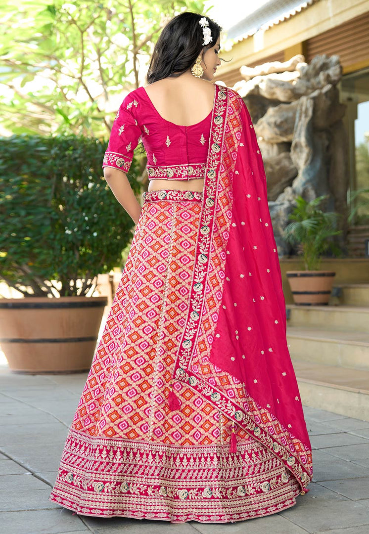 Pink Viscose A Line Lehenga Choli