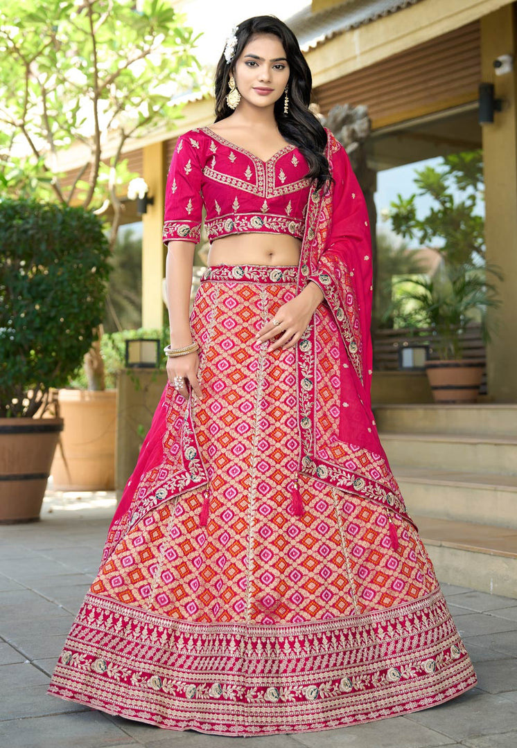 Pink Viscose A Line Lehenga Choli