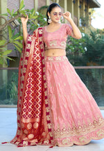 Load image into Gallery viewer, Pink Viscose A Line Lehenga Choli
