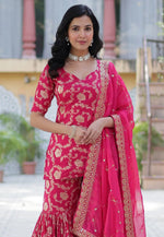 Load image into Gallery viewer, Pink Viscose Georgette Readymade Gharara Suit
