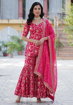 Load image into Gallery viewer, Pink Viscose Georgette Readymade Gharara Suit
