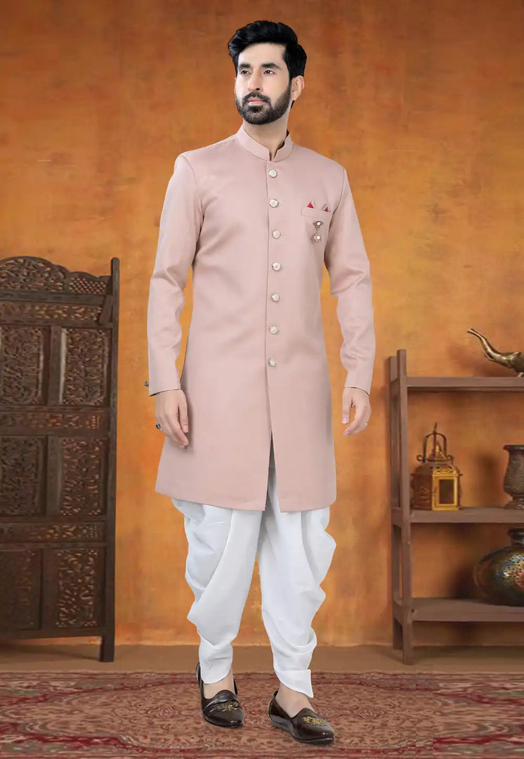 Pink Viscose Indo Western Suit