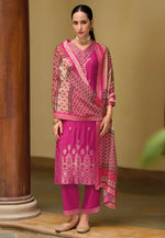 Load image into Gallery viewer, Pink Viscose Jacquard Readymade Pant Style Suit
