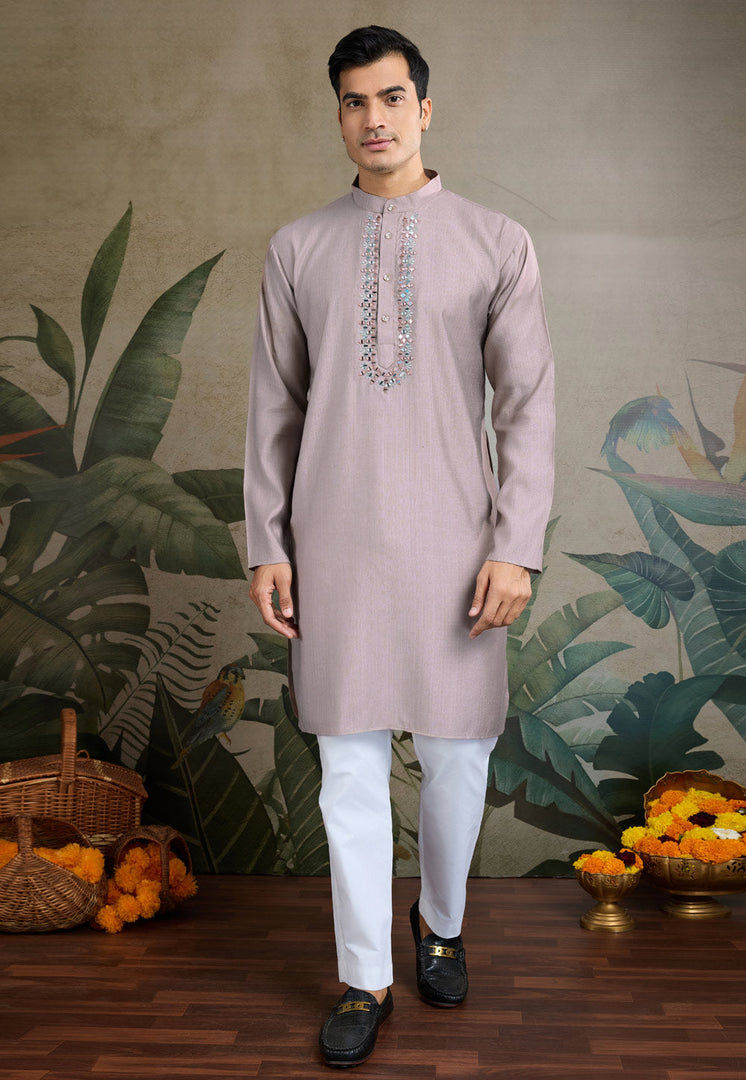 Pink Viscose Kurta Pajama With Jacket