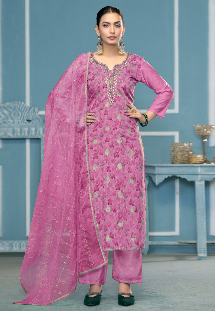 Pink Viscose Pakistani Suit