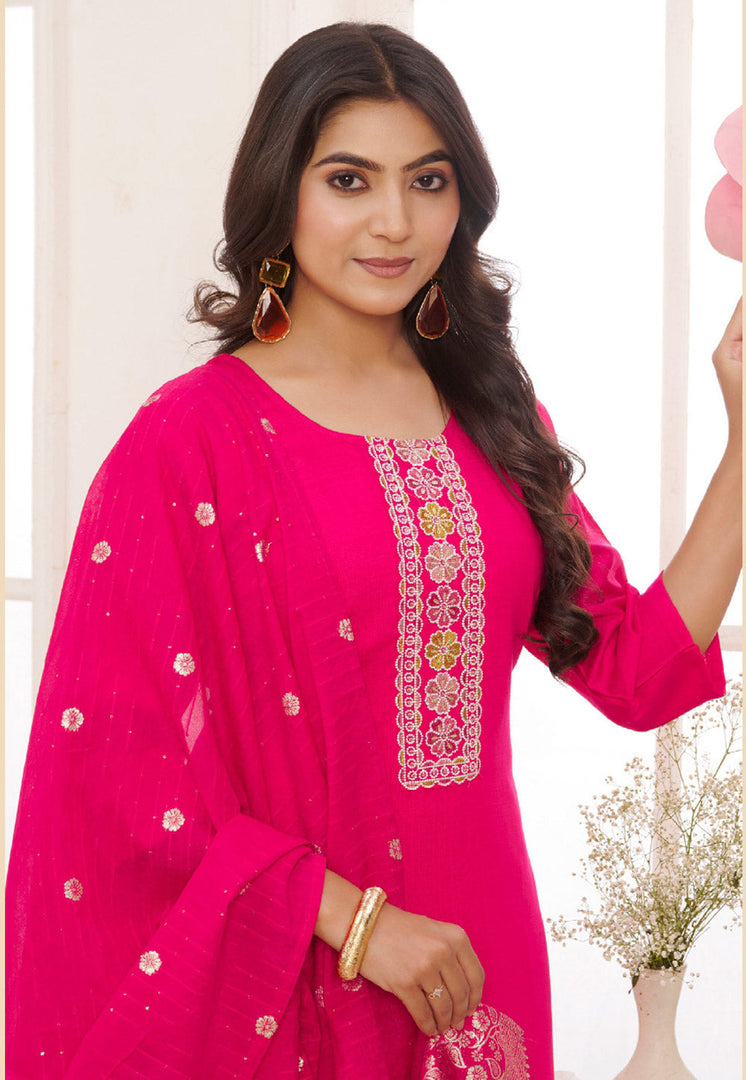 Pink Viscose Pant Style Suit