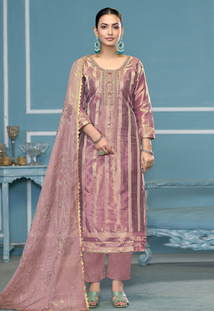 Pink Viscose Pant Style Suit
