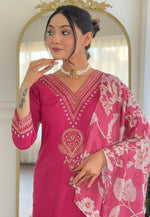 Load image into Gallery viewer, Pink Viscose Rayon Readymade Pakistani Suit
