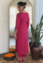 Load image into Gallery viewer, Pink Viscose Rayon Readymade Pakistani Suit
