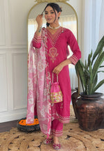 Load image into Gallery viewer, Pink Viscose Rayon Readymade Pakistani Suit
