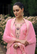 Load image into Gallery viewer, Pink Viscose Rayon Readymade Pakistani Suit
