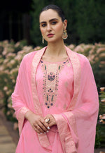 Load image into Gallery viewer, Pink Viscose Rayon Readymade Pant Style Suit
