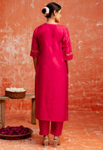 Load image into Gallery viewer, Pink Viscose Rayon Readymade Pant Style Suit
