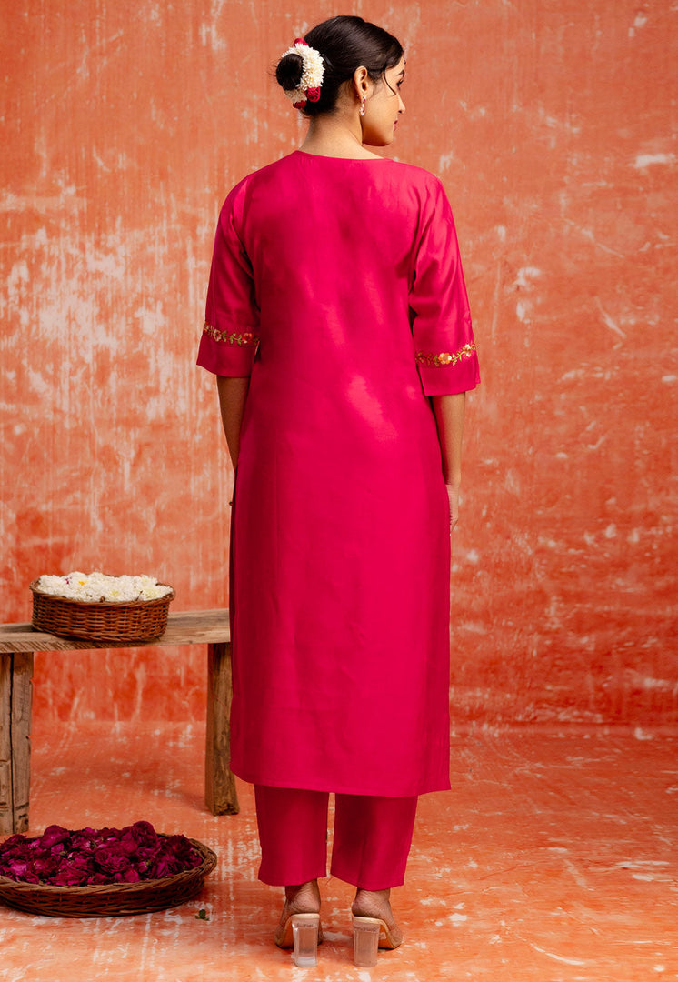 Pink Viscose Rayon Readymade Pant Style Suit