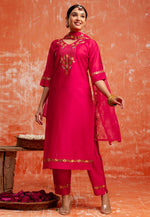 Load image into Gallery viewer, Pink Viscose Rayon Readymade Pant Style Suit

