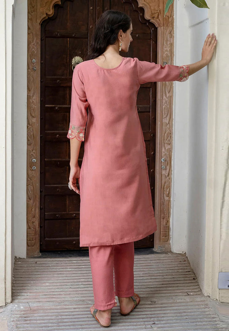 Pink Viscose Readymade Pakistani Suit