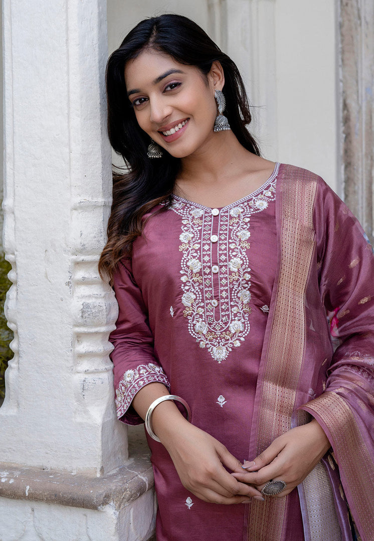 Pink Viscose Readymade Pakistani Suit