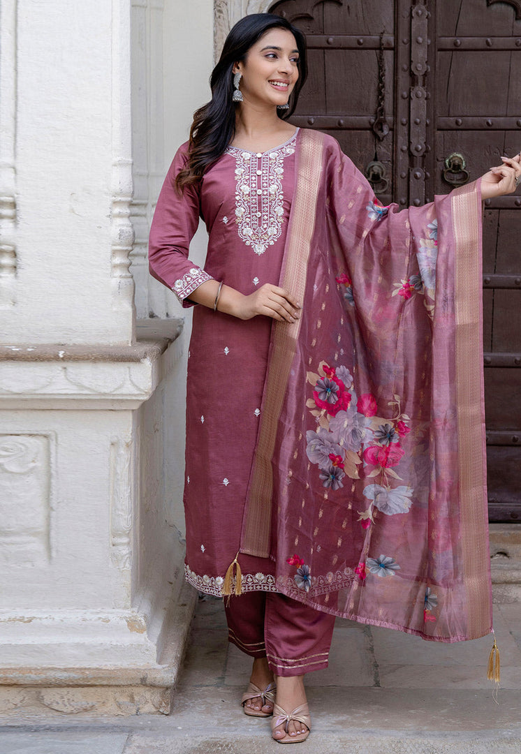 Pink Viscose Readymade Pakistani Suit