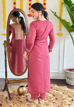 Load image into Gallery viewer, Pink Viscose Readymade Pant Style Suit
