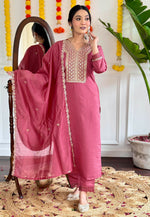 Load image into Gallery viewer, Pink Viscose Readymade Pant Style Suit

