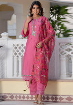 Load image into Gallery viewer, Pink Viscose Readymade Pant Style Suit
