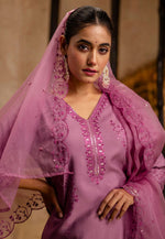 Load image into Gallery viewer, Pink Viscose Readymade Pant Style Suit
