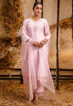 Load image into Gallery viewer, Pink Viscose Readymade Pant Style Suit
