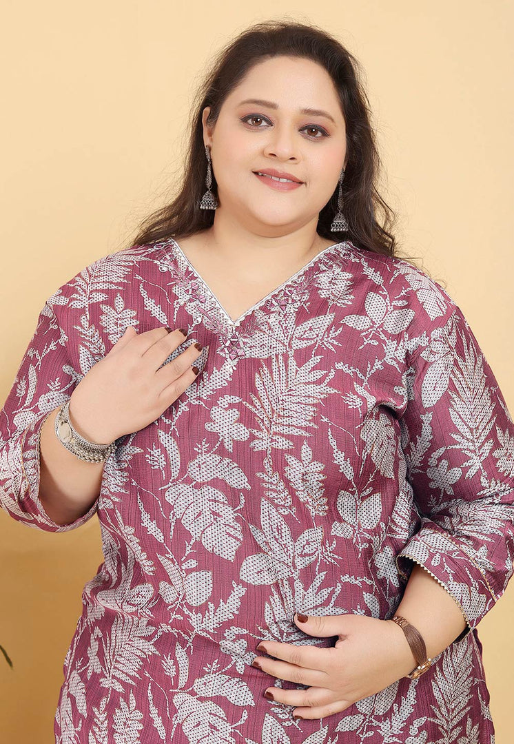 Pink Viscose Readymade Pant Style Suit
