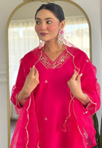 Load image into Gallery viewer, Pink Viscose Readymade Pant Style Suit
