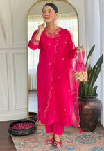 Load image into Gallery viewer, Pink Viscose Readymade Pant Style Suit
