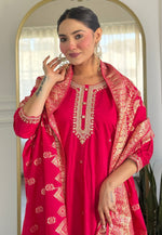 Load image into Gallery viewer, Pink Viscose Readymade Pant Style Suit
