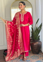 Load image into Gallery viewer, Pink Viscose Readymade Pant Style Suit
