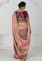 Load image into Gallery viewer, Pink Viscose Saree With Blouse

