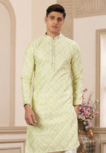 Load image into Gallery viewer, Pista Green Art Silk Kurta Pajama
