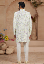 Load image into Gallery viewer, Pista Green Banarasi Silk Jacket Style Sherwani
