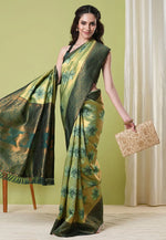 Load image into Gallery viewer, Pista Green Banarasi Silk Saree With Blouse
