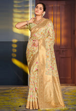 Load image into Gallery viewer, Pista Green Banarasi Silk Saree With Blouse
