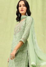Load image into Gallery viewer, Pista Green Chanderi Readymade Pakistani Suit
