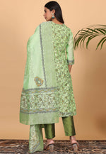Load image into Gallery viewer, Pista Green Chanderi Readymade Pakistani Suit
