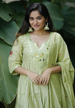 Load image into Gallery viewer, Pista Green Chanderi Silk Readymade Anarkali Suit
