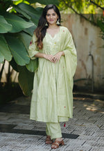 Load image into Gallery viewer, Pista Green Chanderi Silk Readymade Anarkali Suit
