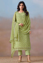 Load image into Gallery viewer, Pista Green Chiffon Embroidered Pakistani Suit
