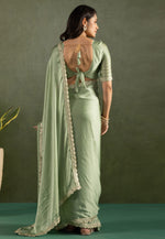 Load image into Gallery viewer, Pista Green Chiffon Lehenga Saree
