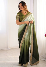 Load image into Gallery viewer, Pista Green Chinon Silk Half N Half Saree

