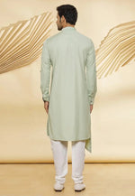 Load image into Gallery viewer, Pista Green Cotton Indo Western Suit
