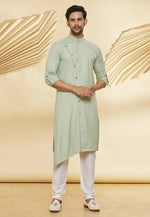 Load image into Gallery viewer, Pista Green Cotton Indo Western Suit

