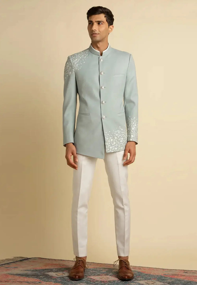 Pista Green Cotton Jodhpuri Suit
