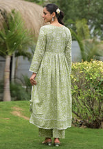 Load image into Gallery viewer, Pista Green Cotton Kurta Set With Palazzo
