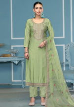 Load image into Gallery viewer, Pista Green Cotton Pant Style Suit
